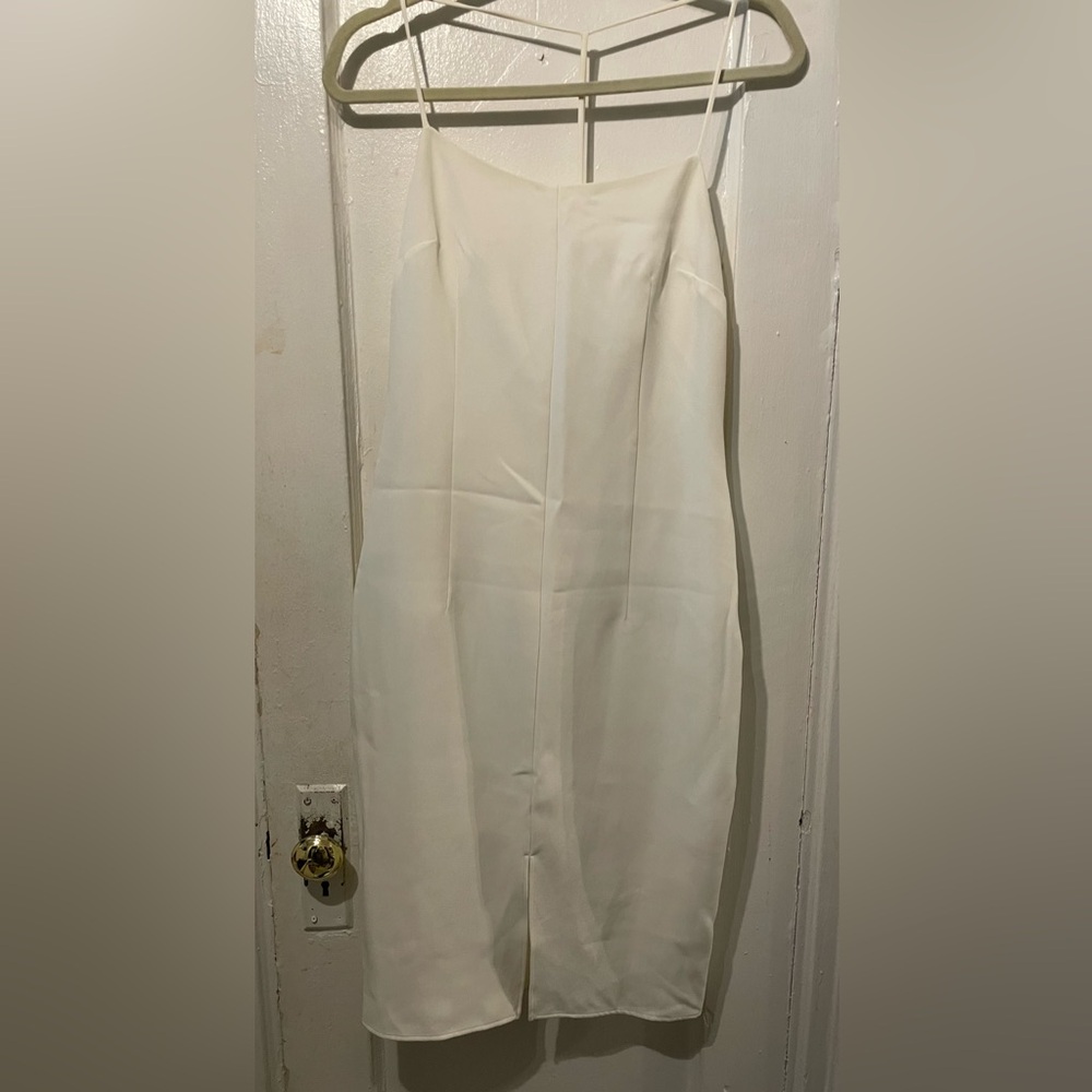 Express Cream Midi Dress with Sleek Seams